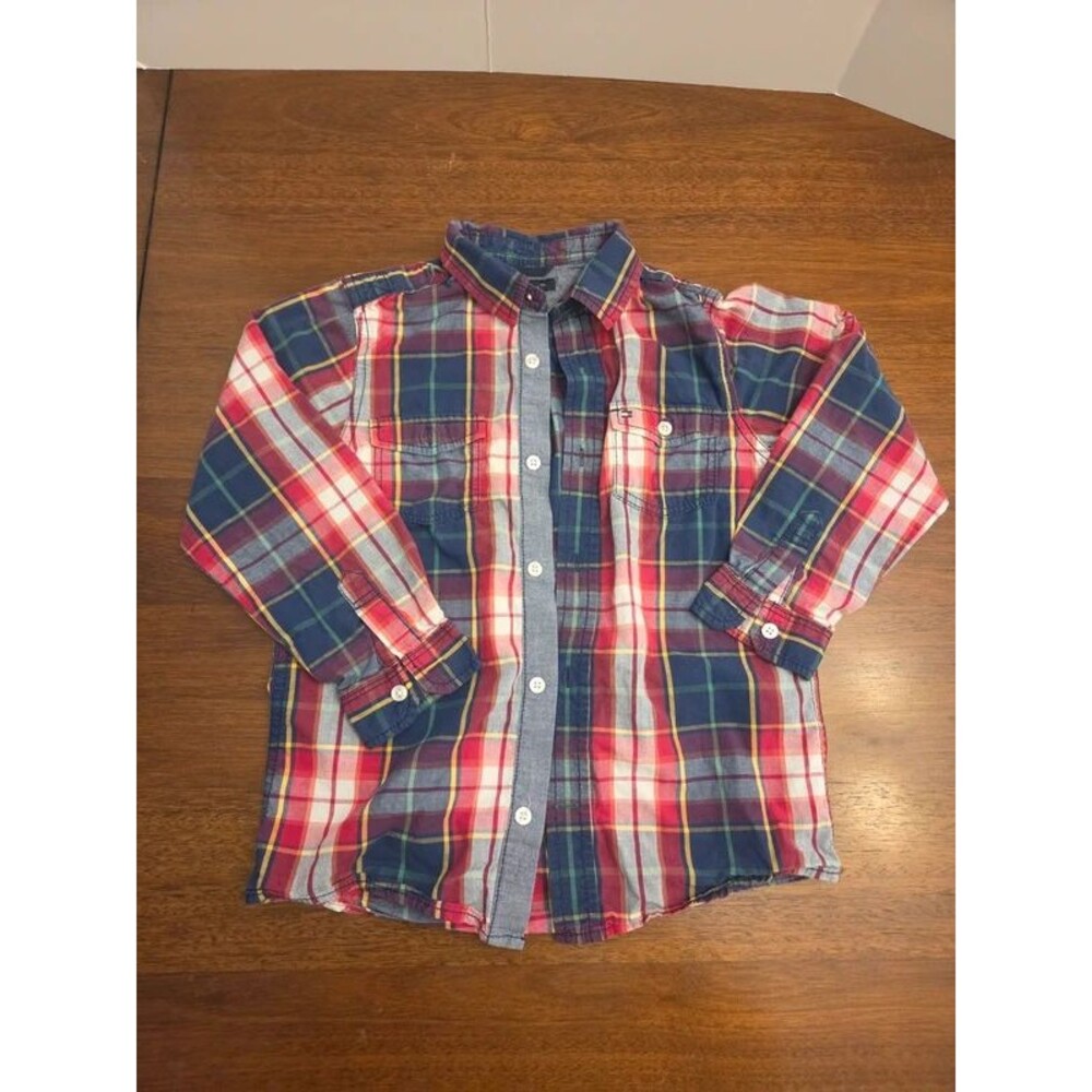 Tommy Hilfiger Boys Multicolor Plaid Button-Down Shirt Size 7